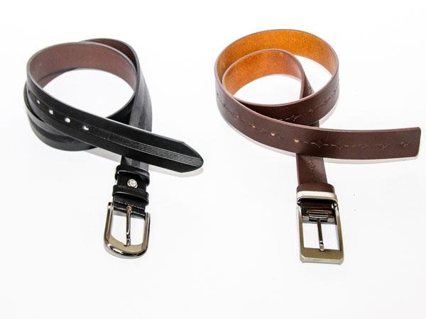 Classic leather belts with metal buckles
