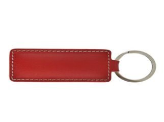 Red Stitched Leather Key Tag